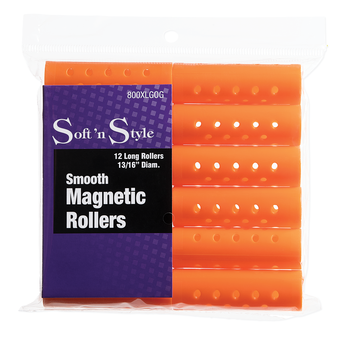 Smooth Magnetic Rollers, Long Orange - 13/16"