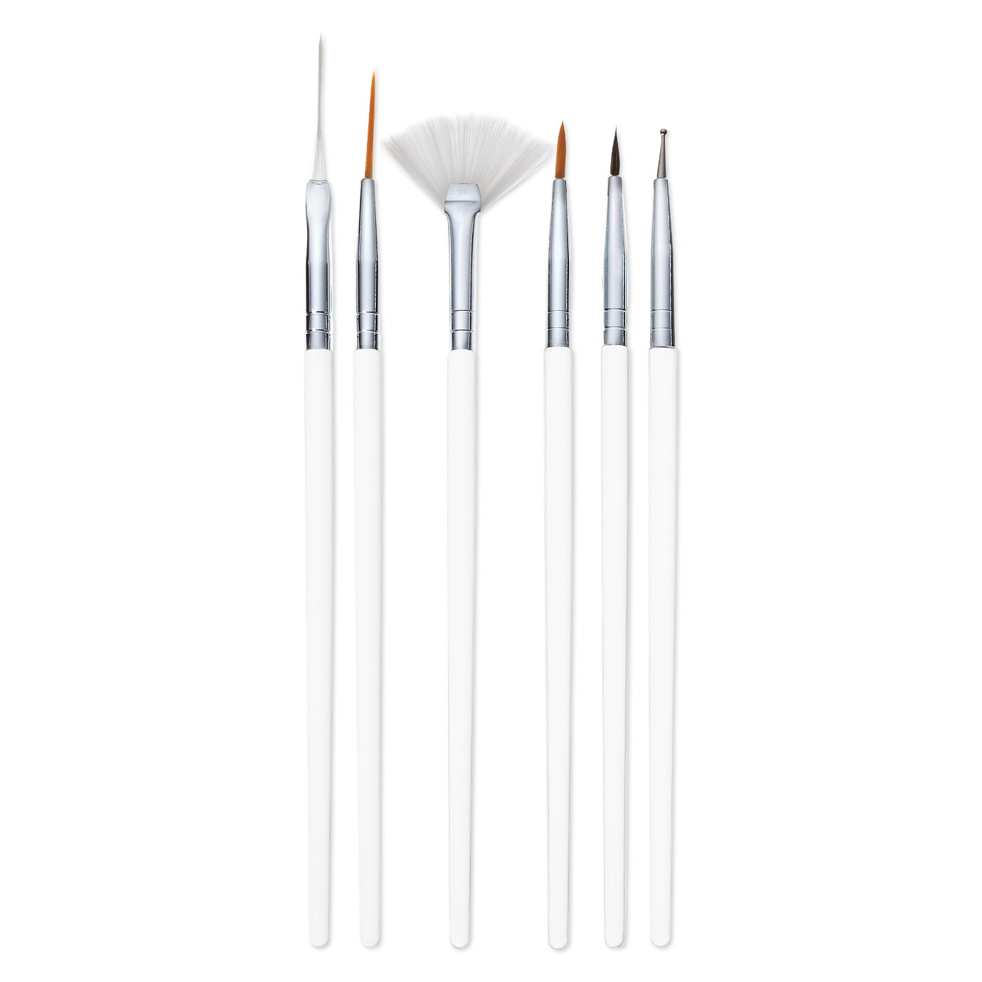 Nail Art Brush Set with Clear Handles - 6 pc.