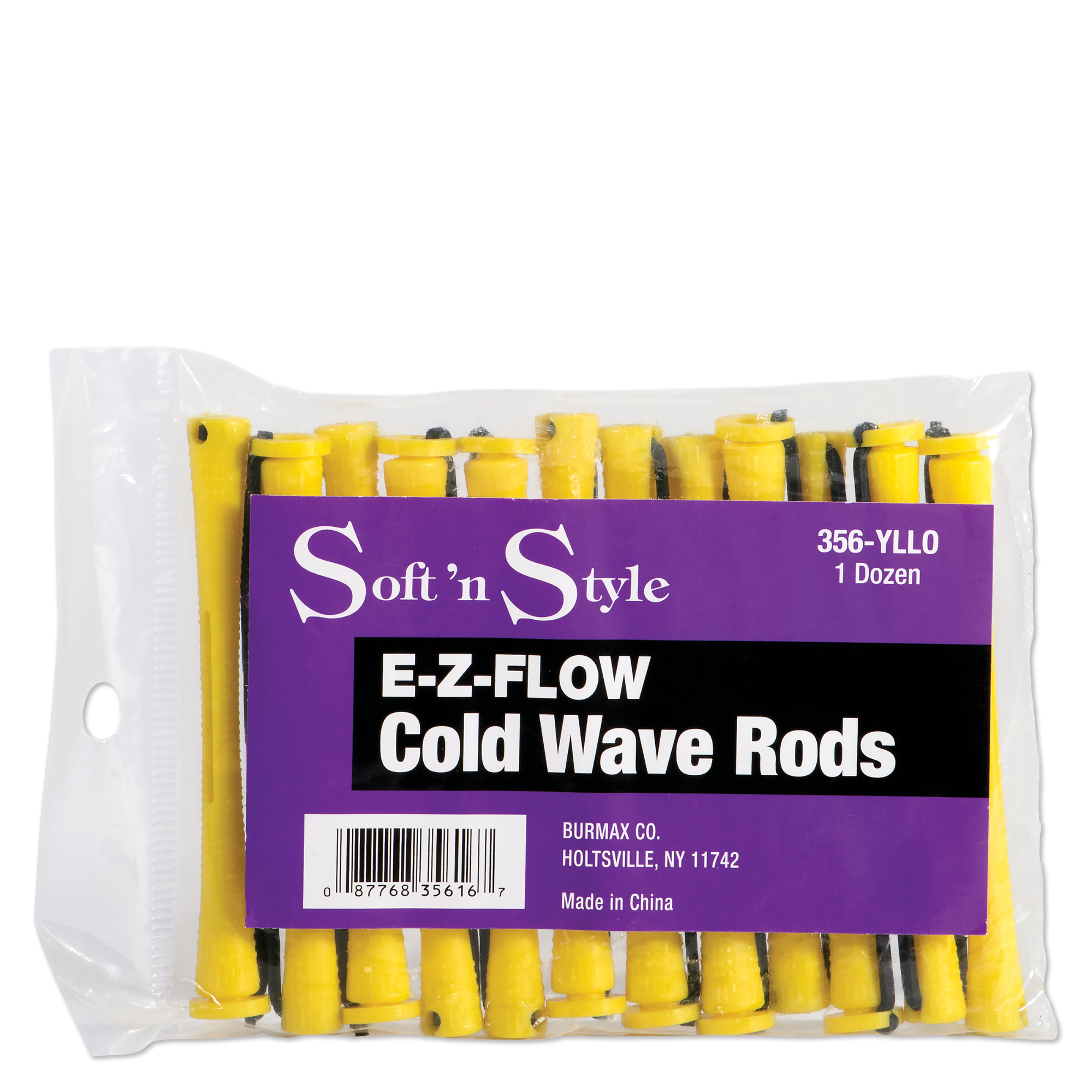 Concave Cold Wave Rods, Long Yellow, pack of 12