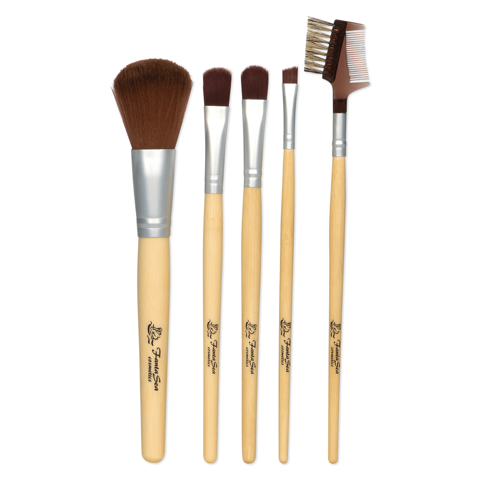Bamboo Makeup Brush Set with Case - 5 pc.