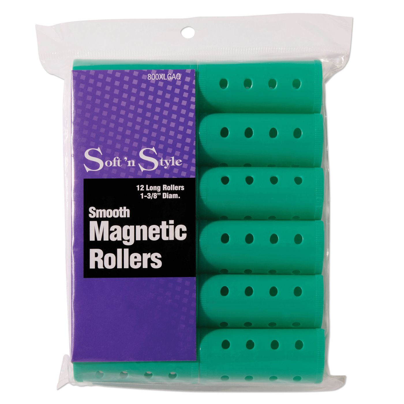 Smooth Magnetic Rollers, Long Aqua - 1-3/8"