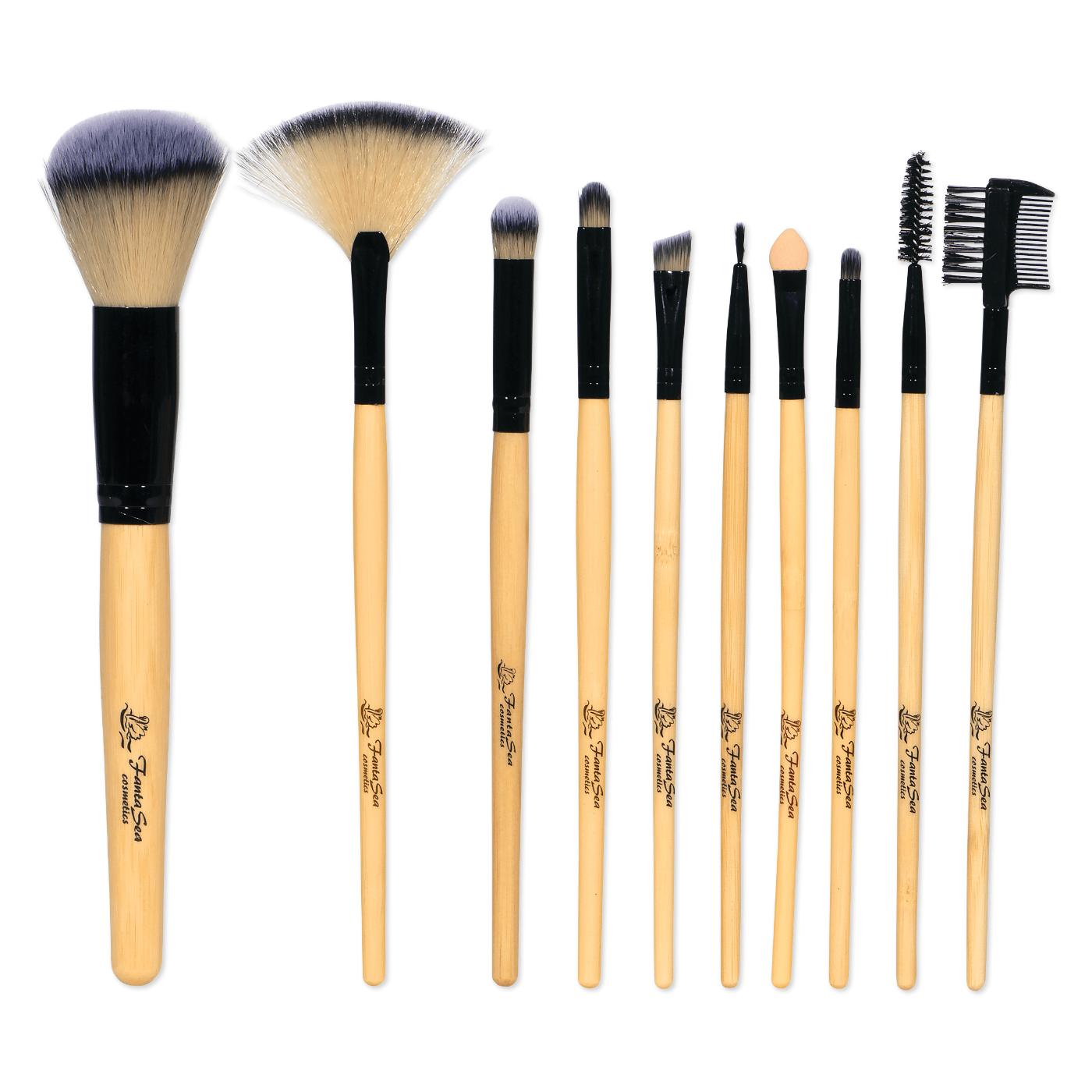 Bamboo Makeup Brush Set with Case - 10 pc.