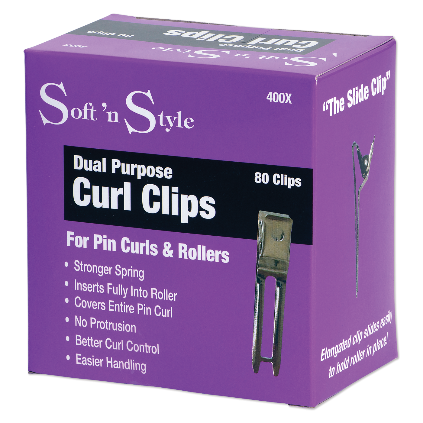 Double Prong Pin Curl Clips, box of 80