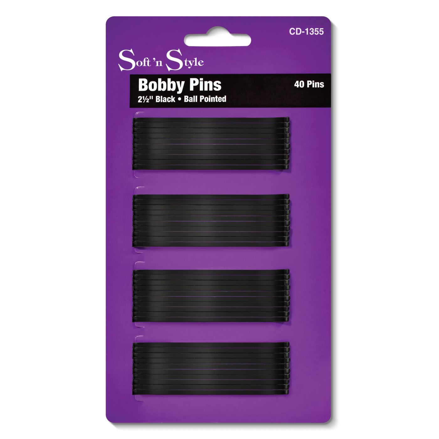 Bobby Pins, Extra-long, Black - 2-1/2"