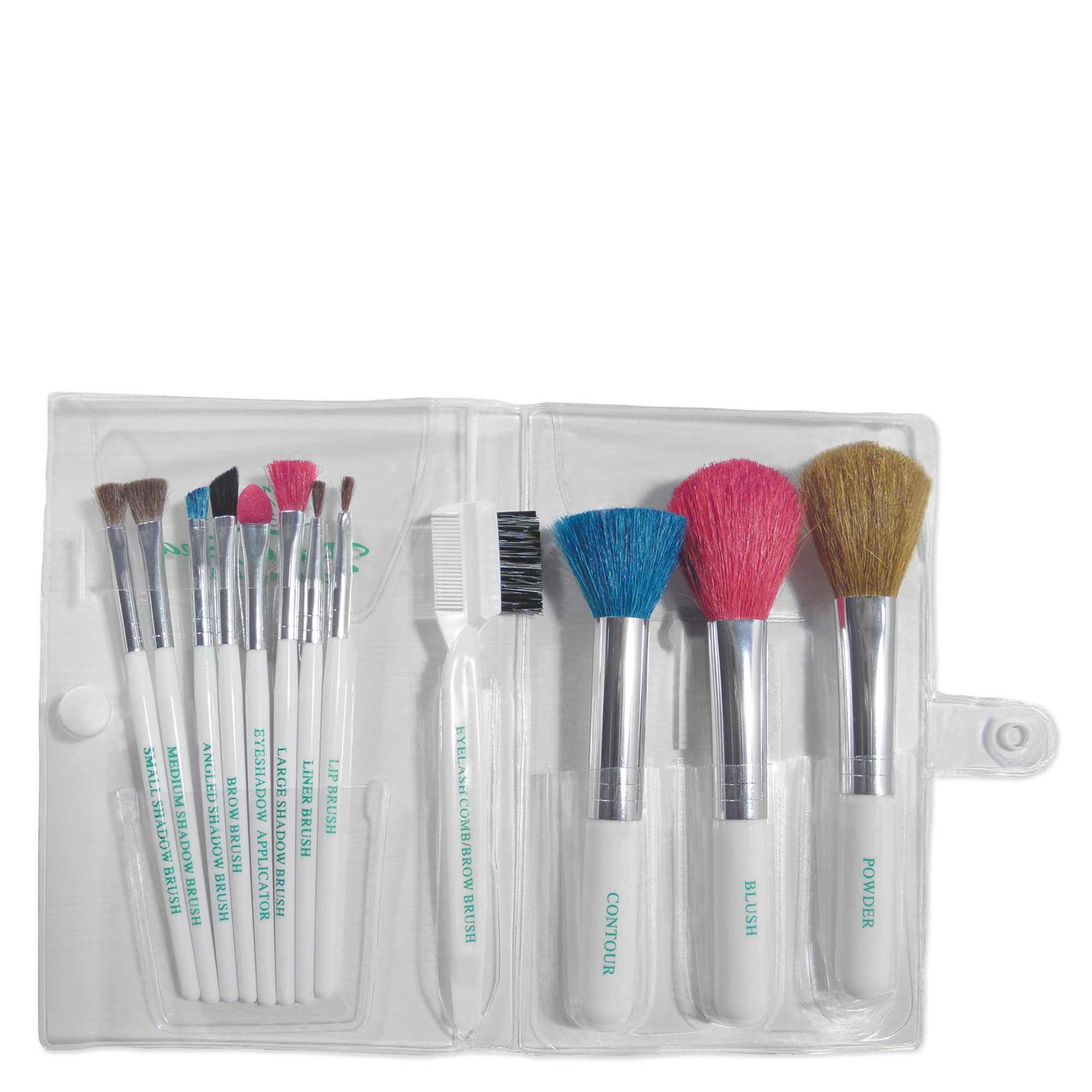 Multicolored Makeup Brush Set with Case - 12 pc.
