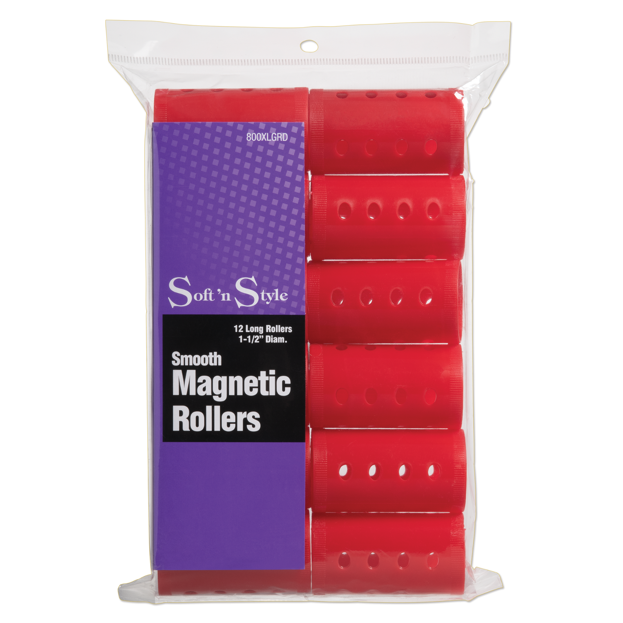 Smooth Magnetic Rollers, Long Red - 1-1/2"