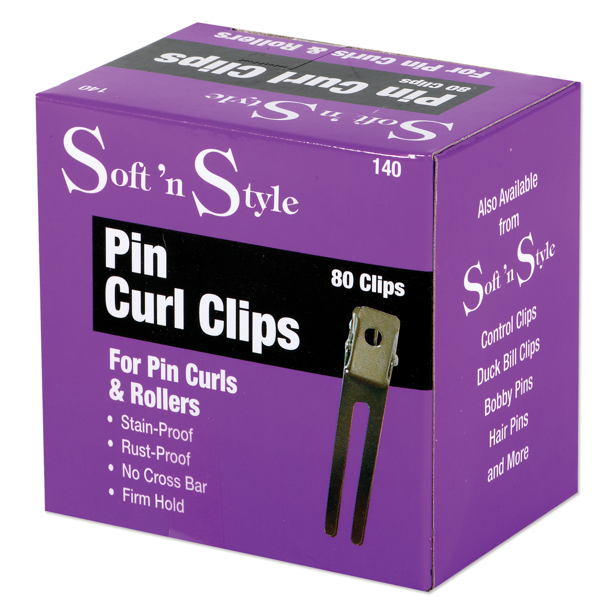 Double Prong Pin Curl Clips, box of 80