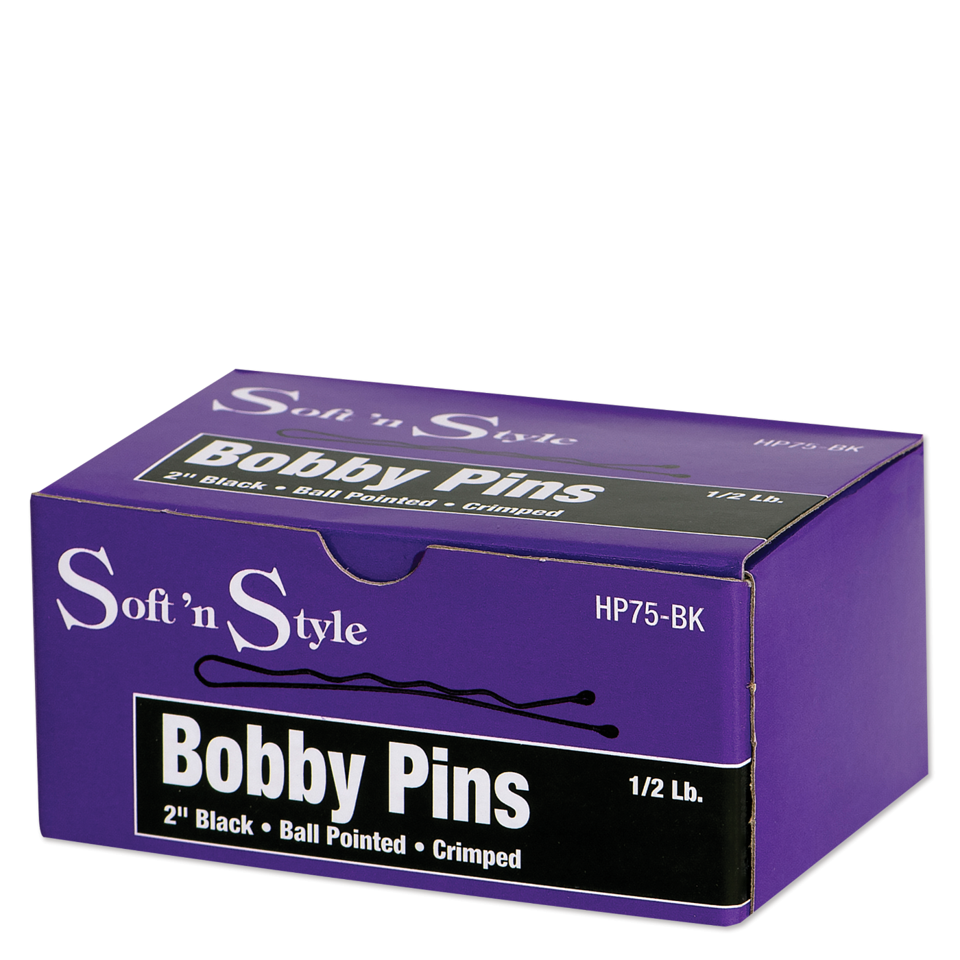 Bobby Pins, Black, 1/2 lb. box - 2"