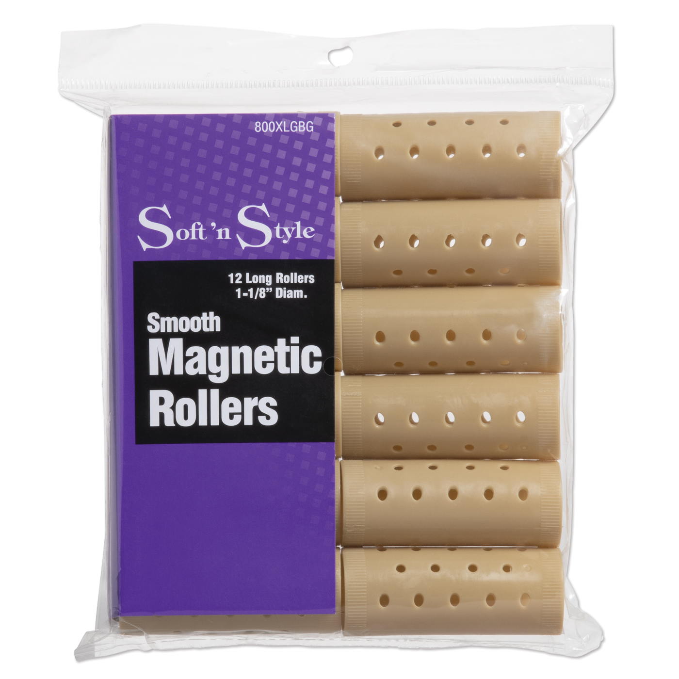 Smooth Magnetic Rollers, Long Beige - 1-1/8"