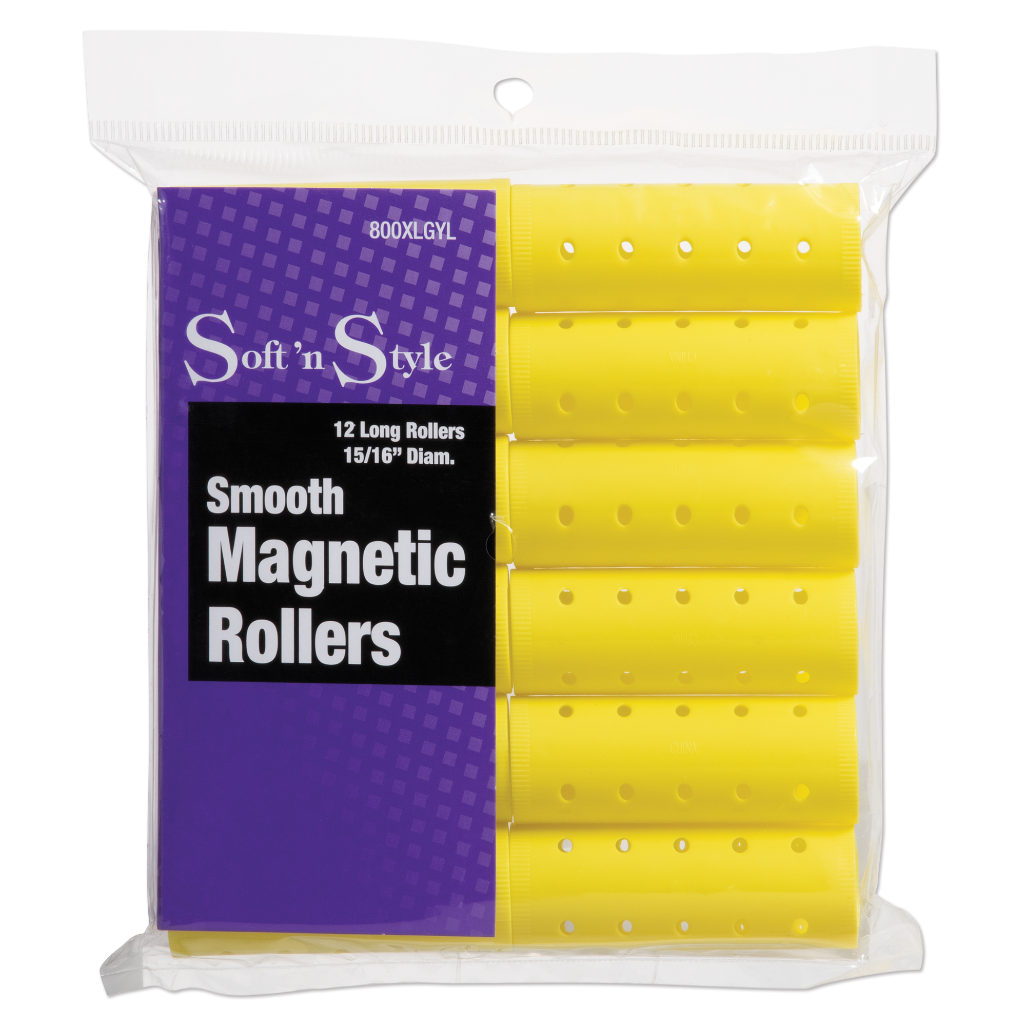 Smooth Magnetic Rollers, Long Yellow - 15/16"