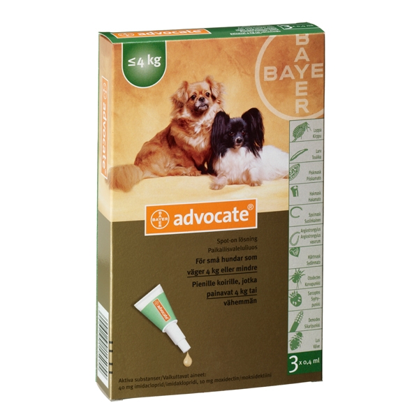 Advocate® för små hundar 0-4 kg 3 x 0,4 ml