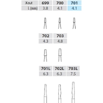 Dentalborr X-cut Taper Fissue 701 16 mm FG /5