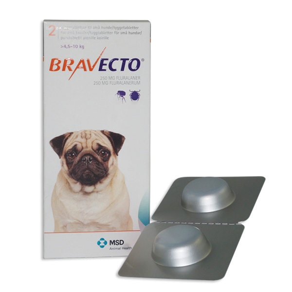 Bravecto för små hundar 250 mg (>4,5-10 kg) 2 st