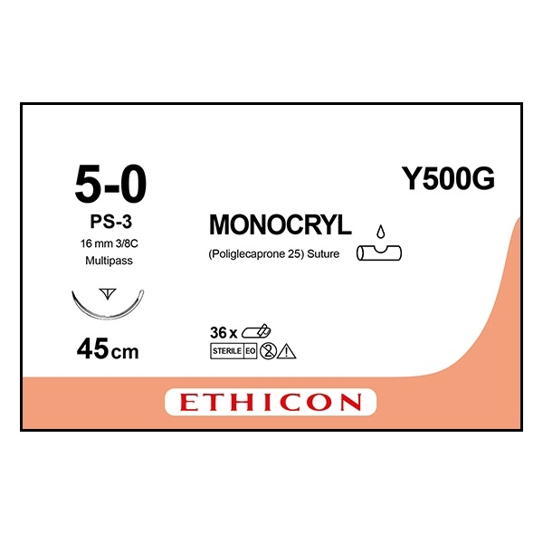 Monocryl Y500G ufarvet 5/0 PS-3 45 cm /12