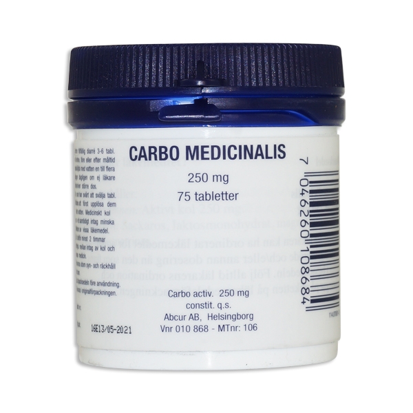 Carbo medicinalis 250 mg 75 tabletter