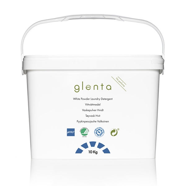 Vaskemiddel Glenta White uparfumeret 10 kg /stk