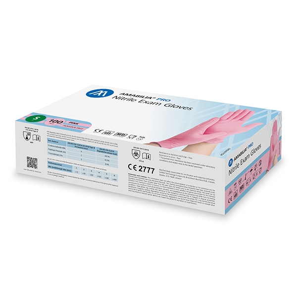 Nitril rosa undersökningshandske S /100