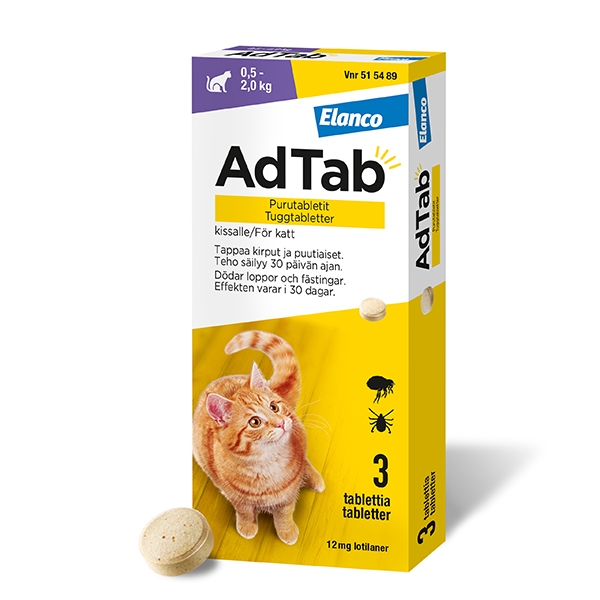 AdTab 12 mg 0,5-2,0 kg katt 3 tuggtabletter