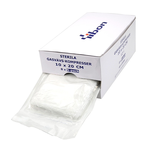Kompres gazevæv steril 12-lag 10x20 cm 5-pack /40