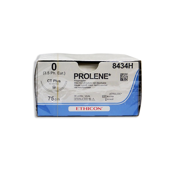 Prolene 8434H blå 0 rund nål CT 75 cm /36