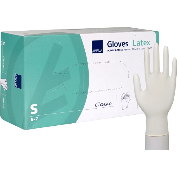 Latex naturfarvet undersøgelseshandske S PF /100