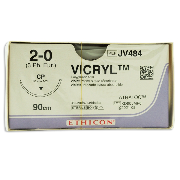 Vicryl   JV484 lila 2/0 OS nål CP 90 cm /36