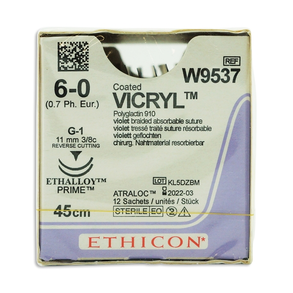 Vicryl W9537 lilla 6/0 OS nål 2xG-1 45 cm /12