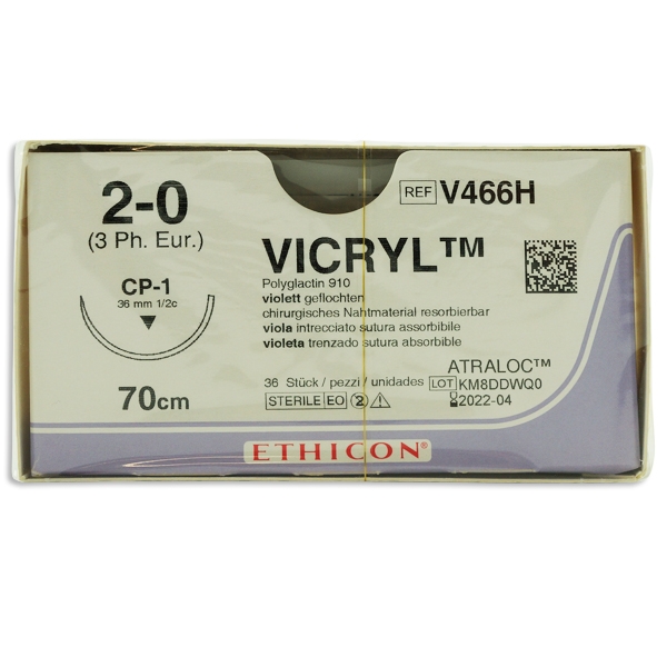 Vicryl V466H lilla 2/0 OS nål CP-1 70 cm /36