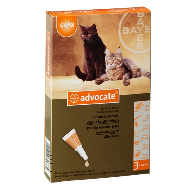 Advocate® för små katter och illrar 0-4 kg 3 x 0,4 ml