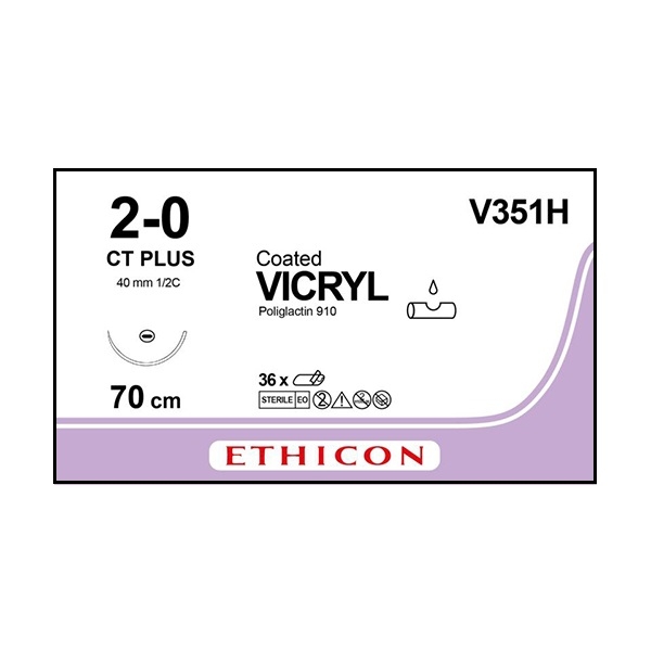 Vicryl V351H lila 2/0 taperpoint nål CT 70 cm /36