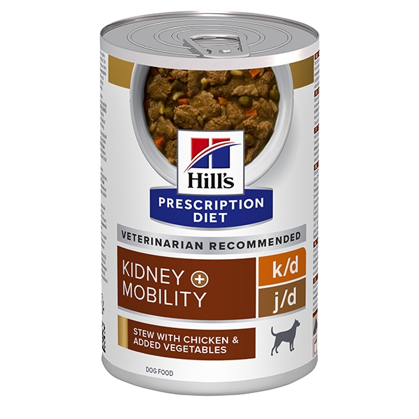 Hill's PRESCRIPTION DIET k/d + Mobility Stew hundefôr med kylling og tilsatte grønnsaker12x354g boks