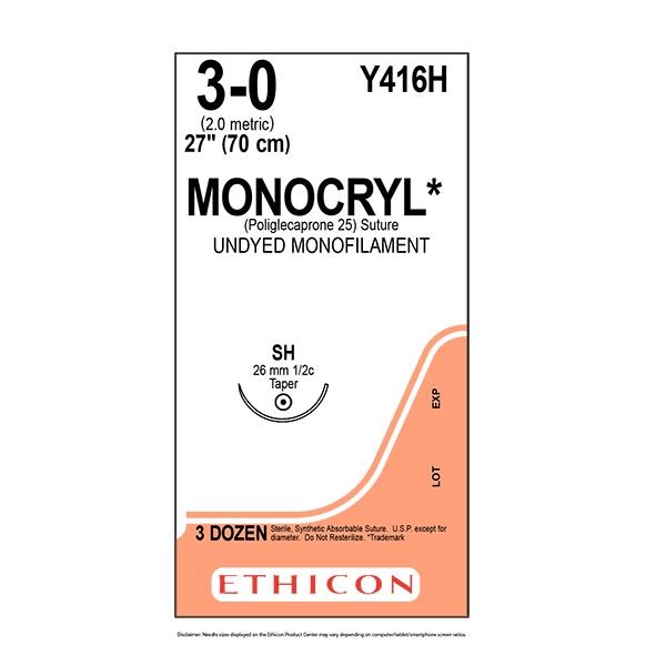 Monocryl Y416H 3/0 SH 70 cm /36
