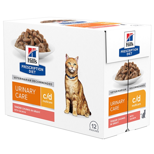 Hill's PRESCRIPTION DIET c/d Multicare Urinary Care våtfôr til katt med laks 12x85g porsjonsposer