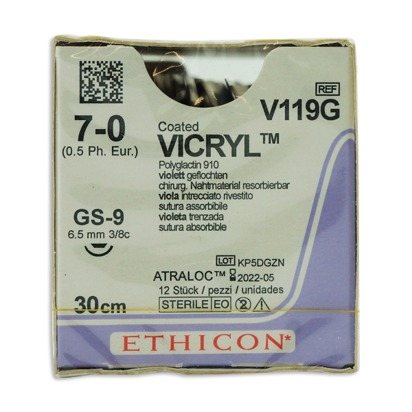 Vicryl V119G lila 7/0 OS nål GS-9 30 cm /12