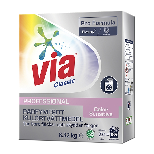 Vaskemiddel Via Professional Color Sensitive S 8,32 kg /stk