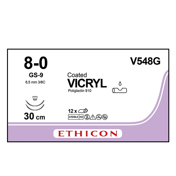 Vicryl V548G lila 8/0 OS nål 2xGS-9 30 cm /12