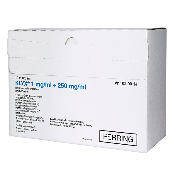 Klyx® 1 mg/ml + 250 mg/ml Rektallösning 10 x 120 ml