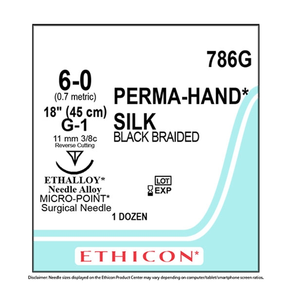 Silke 786G sort 6/0 OS nål P-1 45 cm /12