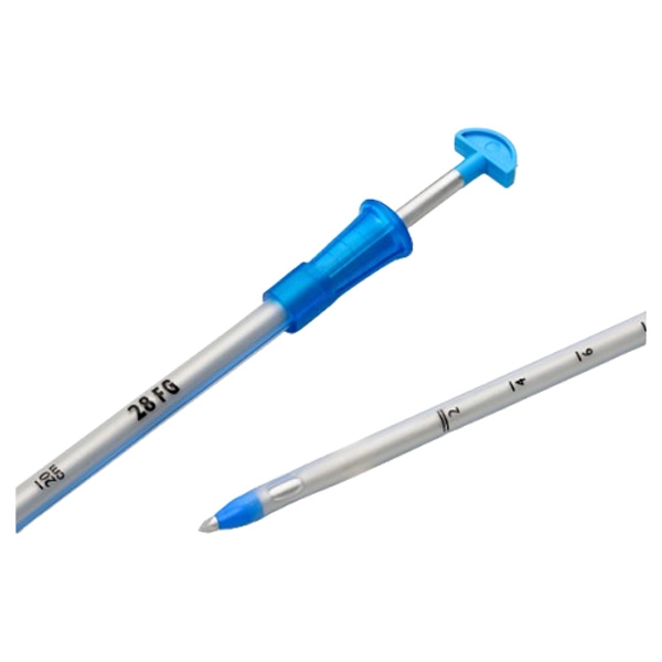 Thoraxkateter med trokar, skarp, CH 24 42 cm /stk