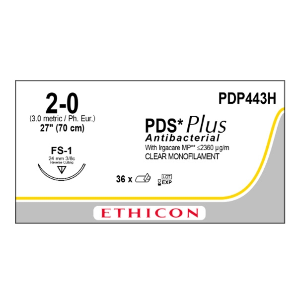 PDS Plus PDP443H ofärgad 2/0 OS nål FS-1 70 cm /36