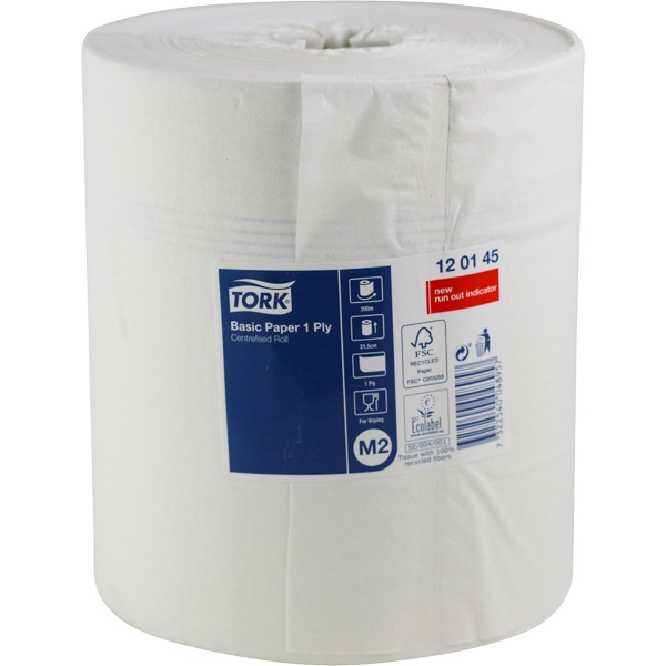 Tørkepappir M-Tork Basic vit 1-lag 300 m /rulle