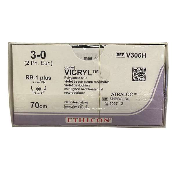 Vicryl V305H lilla 3/0 nål med skærende spids RB-1 70 cm /36