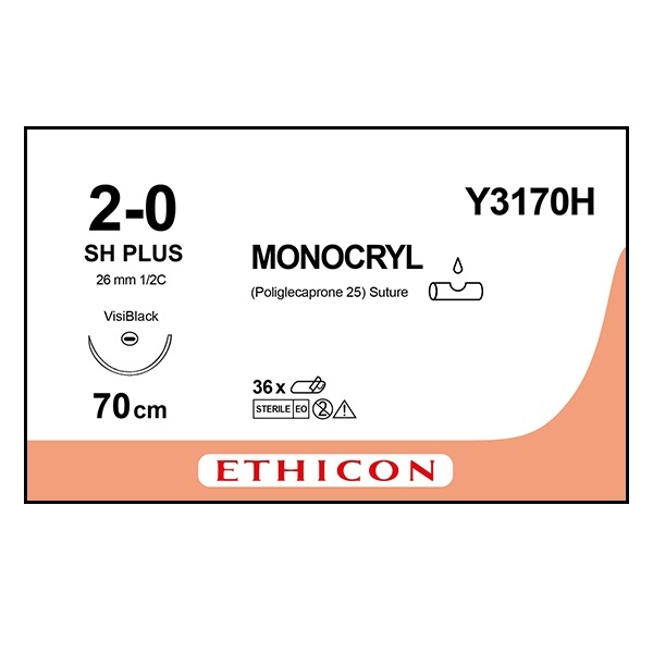 Monocryl Y3170H lila 2/0 rund nål JB 70 cm /36