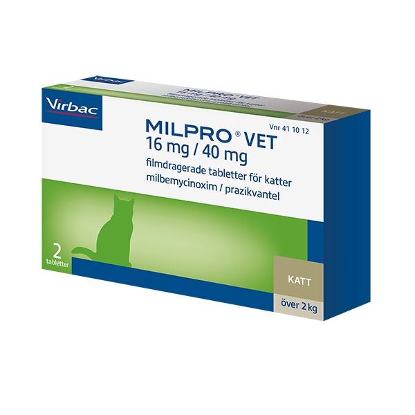 Milpro vet 16 mg/40 mg för katter (>2 kg) 2 st