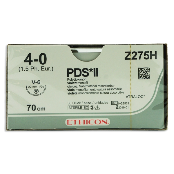 PDS II Z275H lila 4/0 tapercut nål V-6 70 cm /36