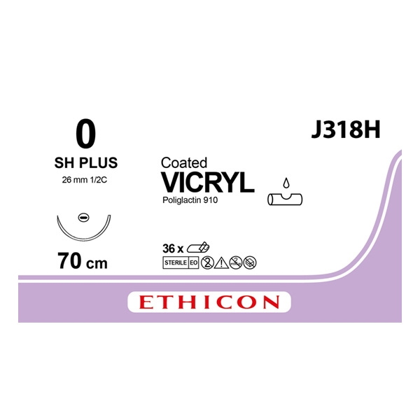 Vicryl J318H lila 0 taperpoint nål SH 70 cm /36