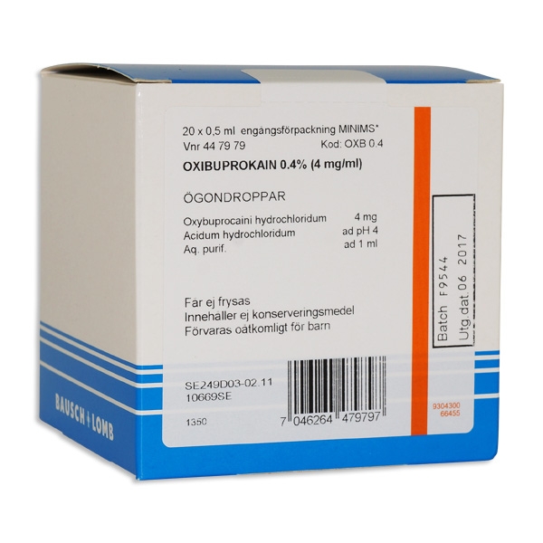 Oxibuprokain Bausch & Lomb 0,4 % 20 x 0,5 ml