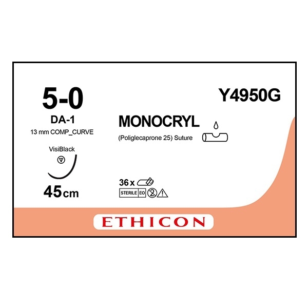 Monocryl Y4950G ofärgad 5/0 CCS nål DA-1 45 cm /12