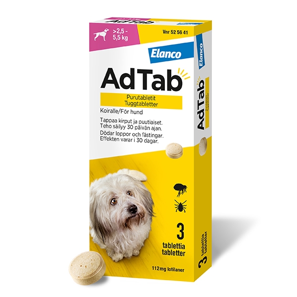 AdTab 112 mg >2,5-5,5 kg hund 3 tuggtabletter