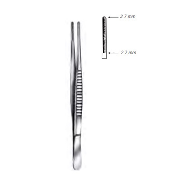 Pincet anatomisk De Bakey 2,7/2,7 mm 16 cm tysk kvalitet /stk